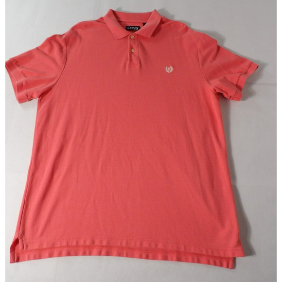 Chaps Mens XL Polo Shirt Coral Bright Orange Short Sleeve Casual Golf Vacay Prep - Picture 3 of 11